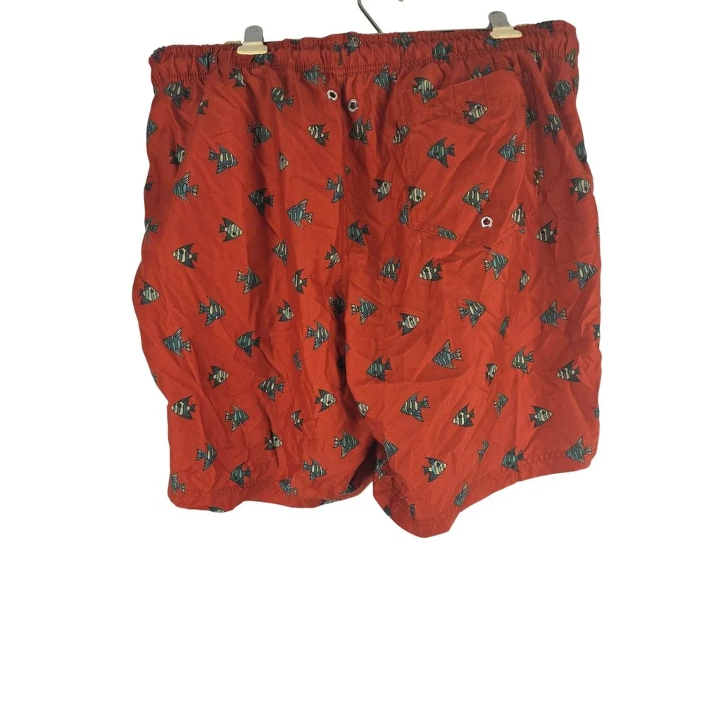 Lands‎ End Swim Trunks XL 40/42 Mens Fish Print Mesh Lined Pockets Beach Lake
